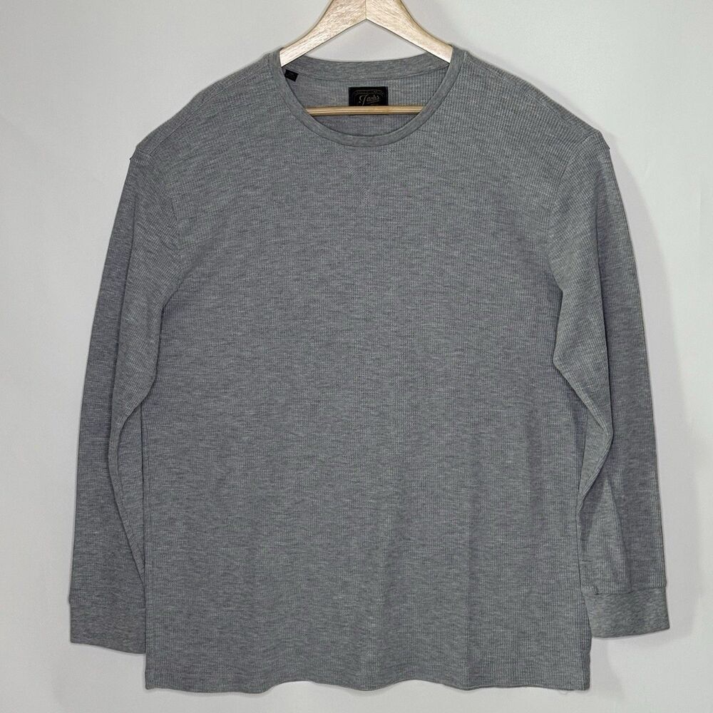 JACHS MFG Thermal Knit Long Sleeve Shirt Men's XXL Gray Waffle Weave Crewneck